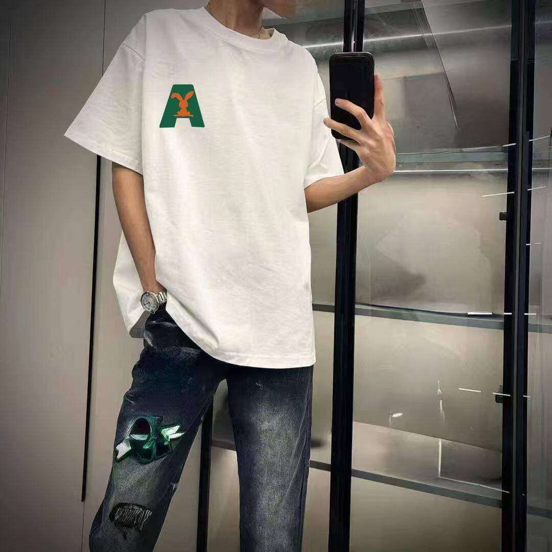 显瘦美式夏季新款男女款T恤字母圆领印花宽松简约短袖百搭ins