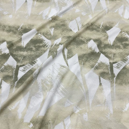 泡泡皱水墨印花面料中国风夏季