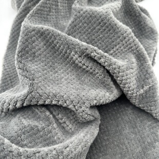 单面灰色法莱绒菠萝点纹睡衣时装外套面料春秋夏季浴袍绒面布料