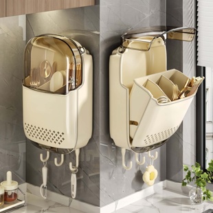 筷子收纳盒家用高档2025新款筷笼厨房置物沥水架勺子筷子筒壁挂式