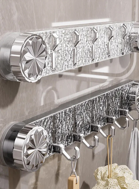 新款轻奢旋转吸盘联排挂钩水波纹挂钩免打孔强力承重浴室厨房粘钩