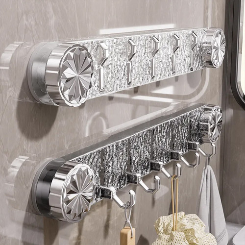 新款轻奢旋转吸盘联排挂钩水波纹挂钩免打孔强力承重浴室厨房粘钩