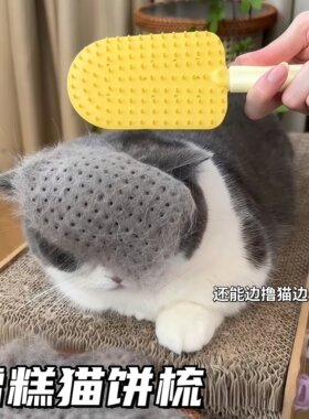 猫咪梳子洗澡按摩梳宠物雪糕梳去浮毛梳毛刷毛神器两用双面刮毛器