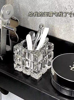 面膜勺子固定器浴室面霜挖取勺玻璃镜柜桌面化妆眼霜挑棒刷收纳盒