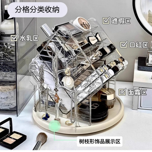 桌面可旋转大容量化妆品收纳盒