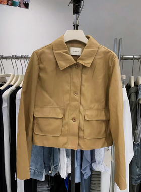 卡蔓KMS30805翻领短款小皮衣女2026春季酷飒风复古PU机车上衣外套