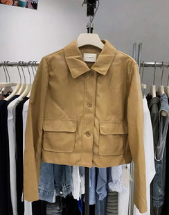 卡蔓KMS30805翻领短款小皮衣2026春季酷飒风复古PU机车上衣外套女