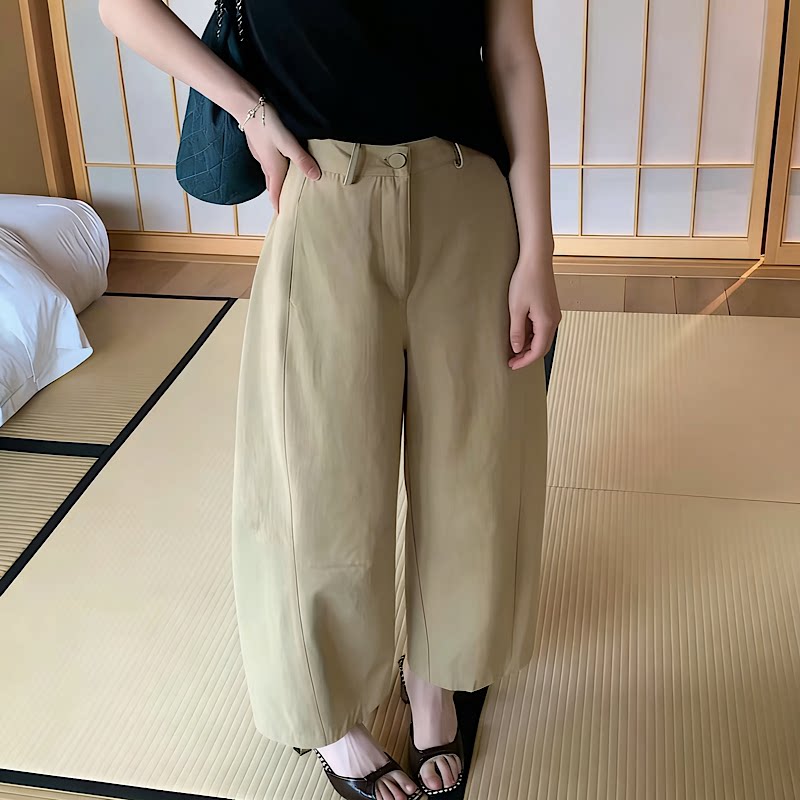 卡蔓KMS30859九分直筒奶奶裤子女春季新款小个子宽松阔腿休闲裤