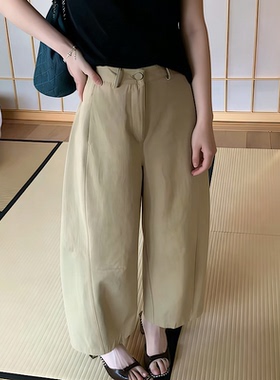 卡蔓KMS30859九分直筒奶奶裤子女春季新款小个子宽松阔腿休闲裤