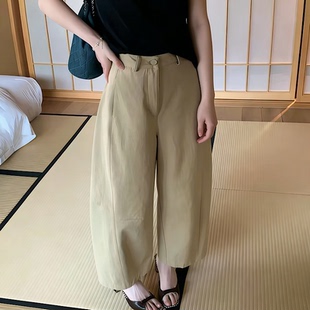 卡蔓KMS30859九分直筒奶奶裤子女春季新款小个子宽松阔腿休闲裤