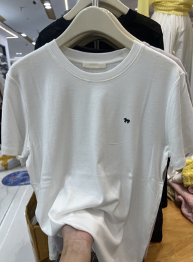 闰熙runxi5264正品小马刺绣软糯羊毛短袖T恤打底衫2026夏洋气半袖