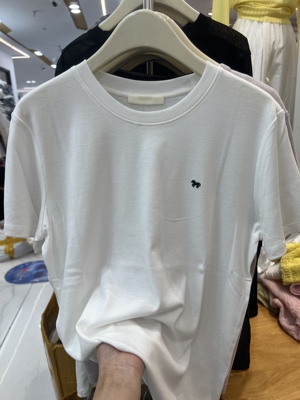 闰熙runxi5264正品小马刺绣软糯羊毛短袖T恤打底衫2026夏洋气半袖