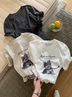 i-D sisters 531358小狗正肩显瘦短袖T恤女2026春季款百搭上衣ID