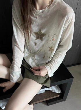 83A正品21281重工烫钻五角星面膜T恤女2026夏季新款防晒上衣潮