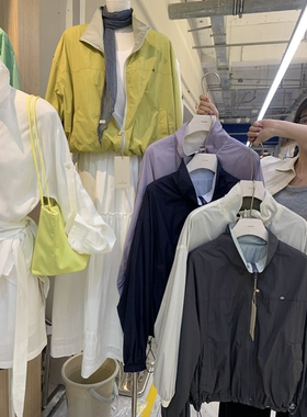 韩国chilling085立领拉链防晒外套短款春夏新款百搭两穿夹克上衣