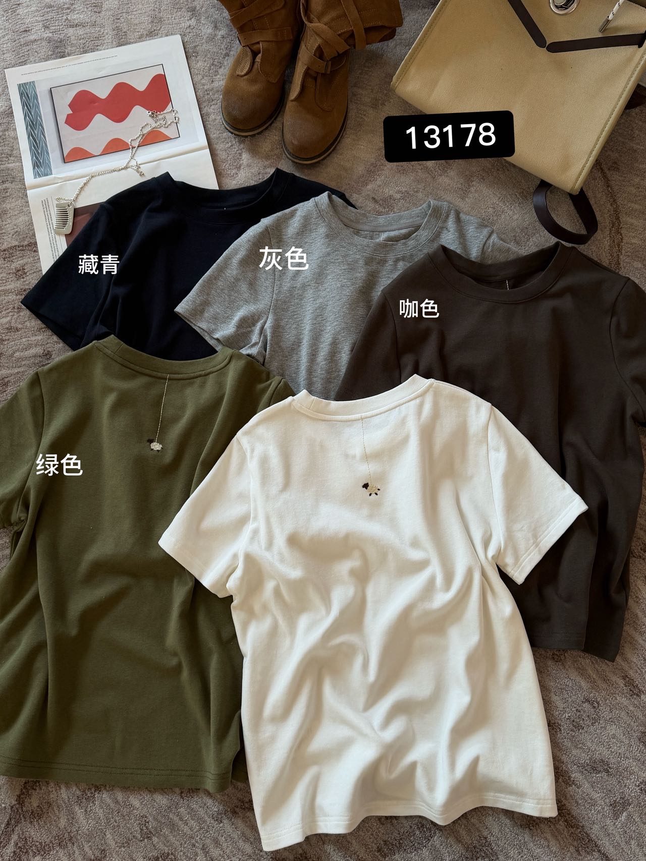 ONE13178虚线小马T恤短袖女2026秋新款圆领时尚百搭减龄宽松上衣