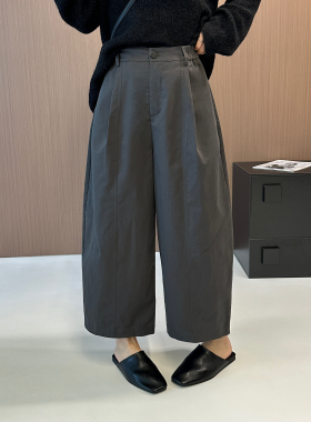 纽芮25155欧韩气球裤女高腰后松紧拉链一粒扣九分休闲阔腿哈伦裤