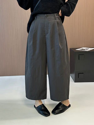 纽芮25155欧韩气球裤女高腰后松紧拉链一粒扣九分休闲阔腿哈伦裤