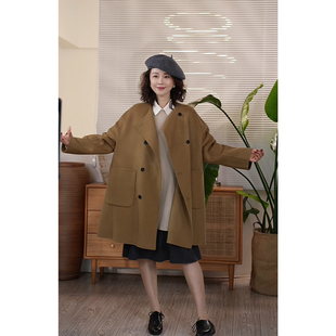 X【叭哒不惑】 巫山 羊毛时尚气质宽松显瘦中长款女士毛呢大衣