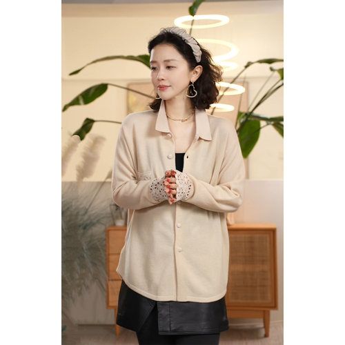 镂空拼接毛针织衫打底女上衣