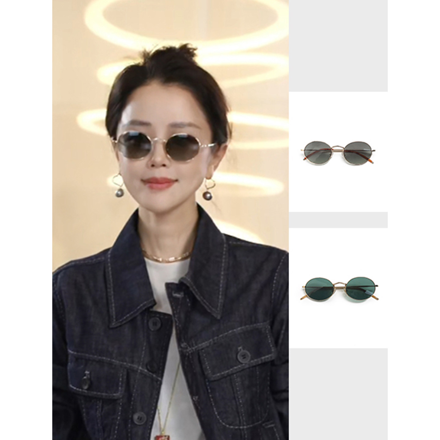 Y【叭哒不惑】时尚复古椭圆框偏光墨镜女款高级感百搭简约