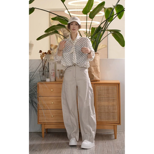 春季 亚麻棉松紧腰休闲百搭显瘦纯色休闲裤 弯刀裤 叭哒不惑