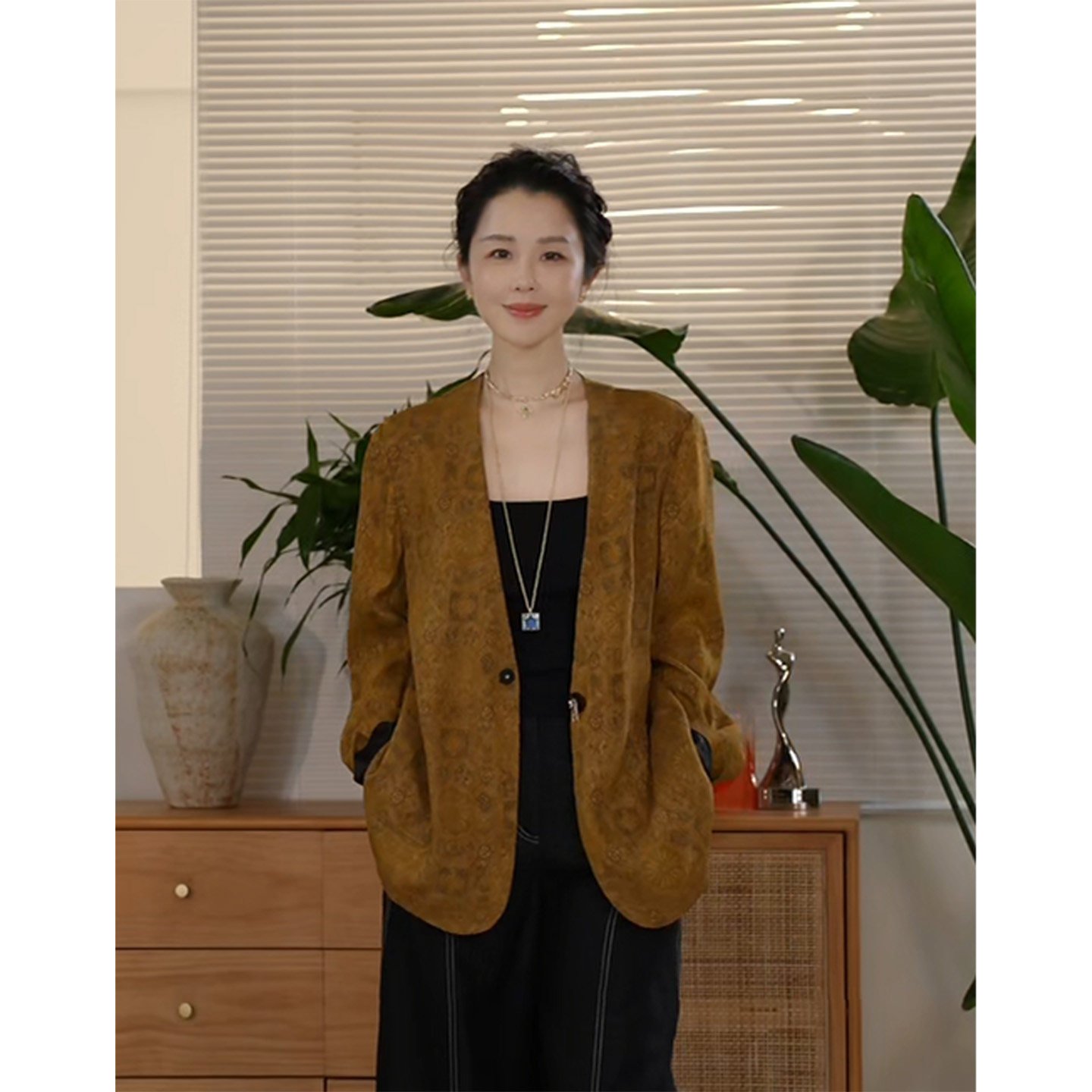 X【叭哒不惑】浮金  桑蚕丝香云纱中式极简西装女外套上衣