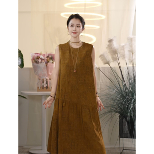 宽松连衣裙 上久楷桑蚕丝香云纱五彩霞锦国风无袖 叭哒不惑