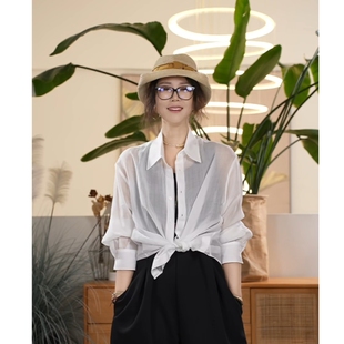 Y【叭哒不惑】甜豆衫 苎麻天丝简约舒适长袖衬衫女宽松百搭上衣