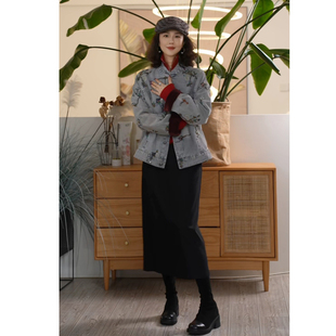 X【叭哒不惑】时尚松紧腰抽绳气质百搭纯色中长款半身裙