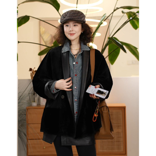 皮毛一体V领双面穿皮草外套女时髦 雪境 叭哒不惑