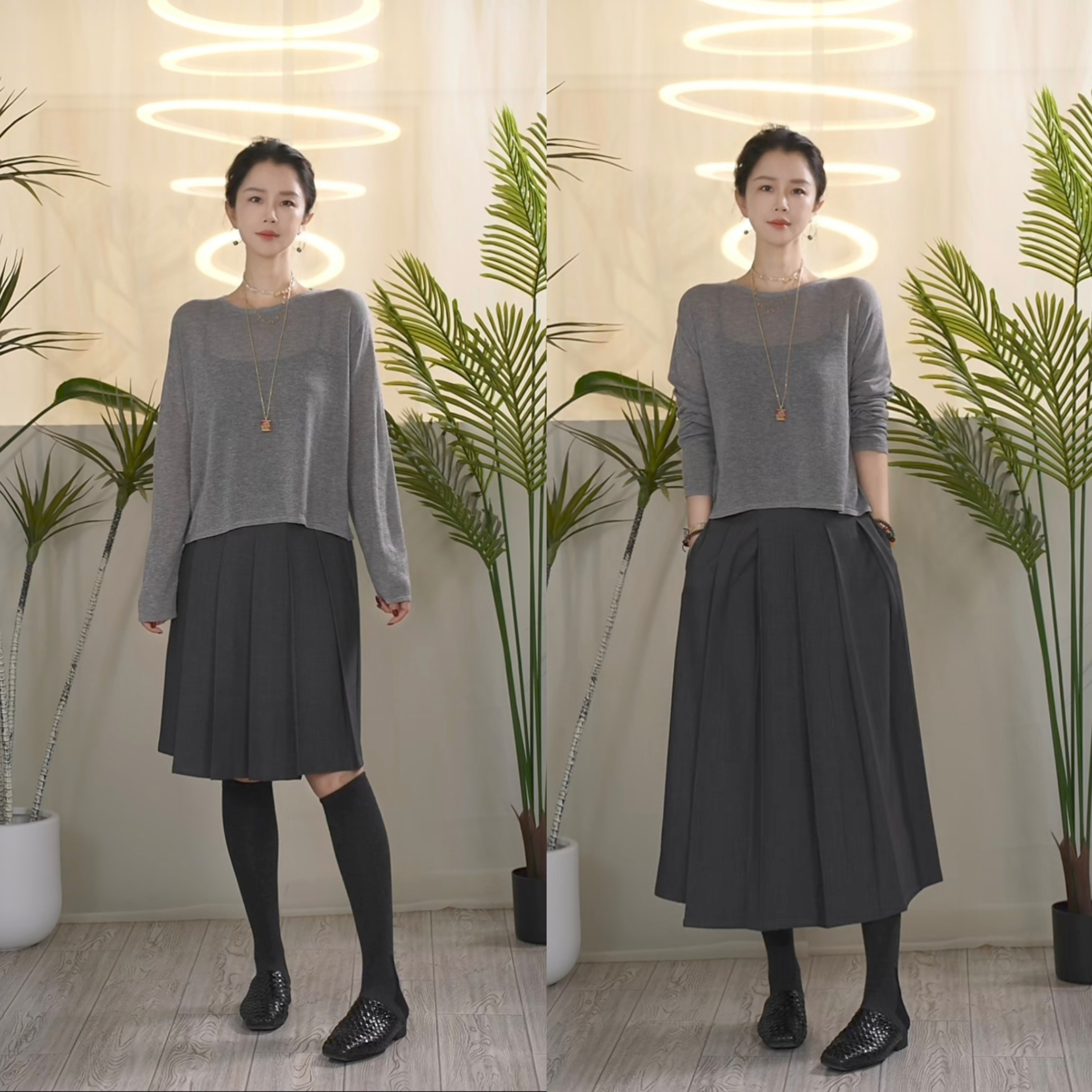 Y【叭哒不惑】长短裙 高级感松紧腰显瘦时尚百搭A字半身裙