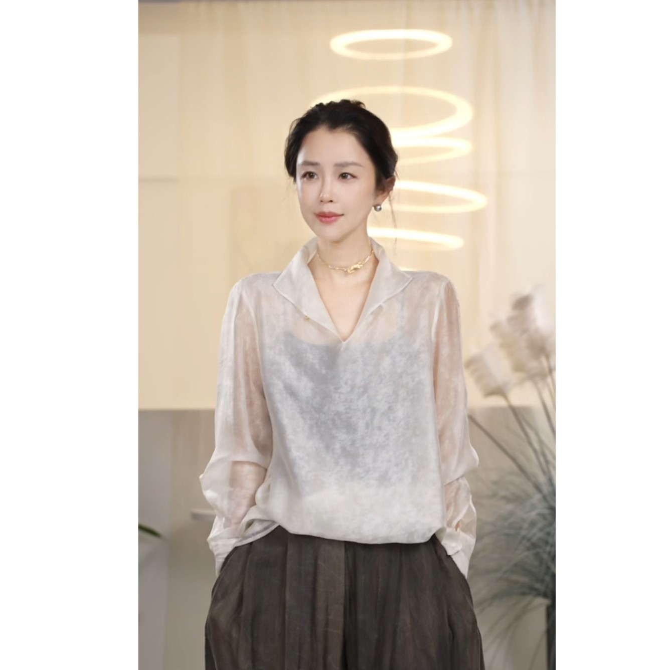 Y【叭哒不惑】木棉花 气质简约经典百搭衬衫时尚上衣长袖韩系中式