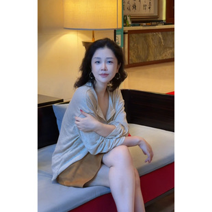 Y【叭哒不惑】 慢享时光 汉麻老钱长袖T恤女简约休闲百搭宽松上衣