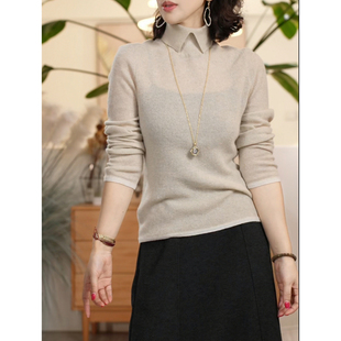 X【叭哒不惑】点缀 山羊绒长袖高领保暖套头针织衫女秋冬百搭打底