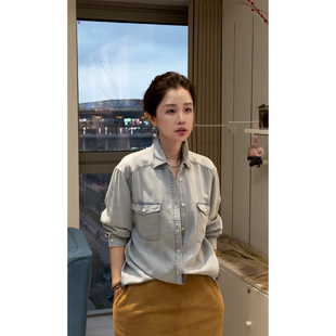 X【叭哒不惑】莱赛尔牛仔衬衫宽松显瘦休闲百搭长袖女士上衣