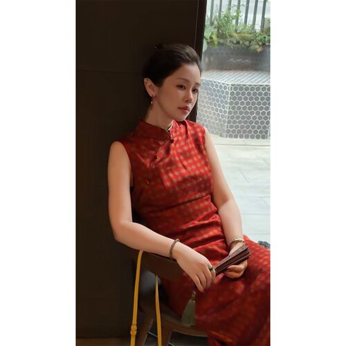 立领斜襟时尚百搭气质旗袍连衣裙