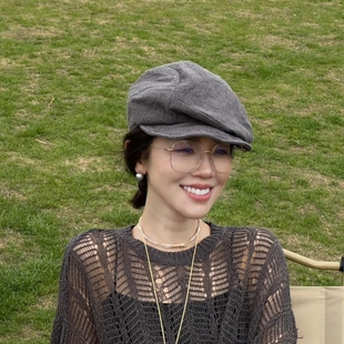 亚麻不规则复古时尚 百搭前进帽女贝雷帽鸭舌 叭哒不惑