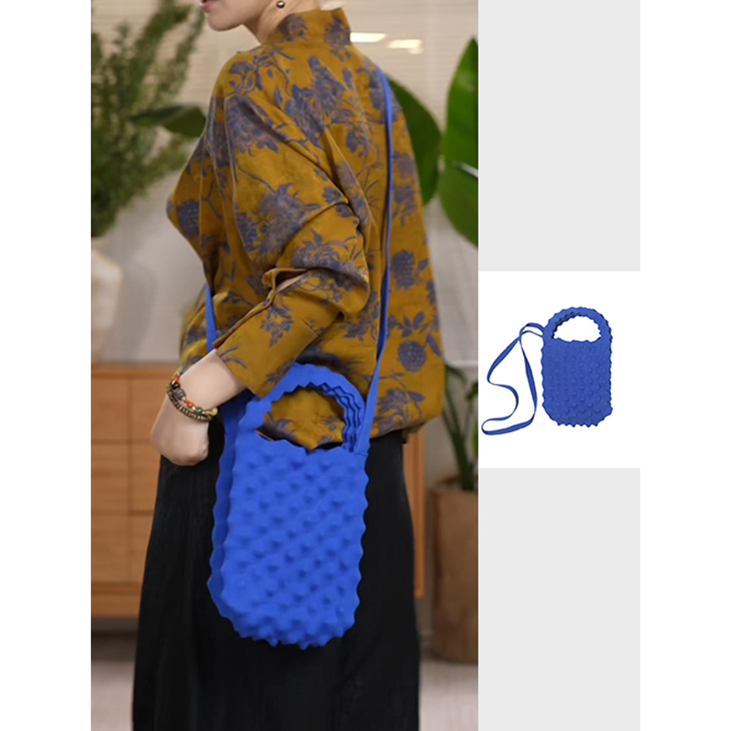 Y【叭哒不惑】时尚简约立体褶皱针织包手提包纯色单肩包