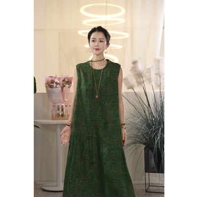 Y【叭哒不惑】上久楷桑蚕丝香云纱五彩霞锦国风无袖宽松连衣裙