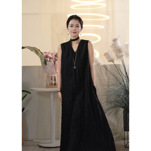 气质无袖 时尚 罗马假日 长裙女春夏百搭显瘦连衣裙 叭哒不惑