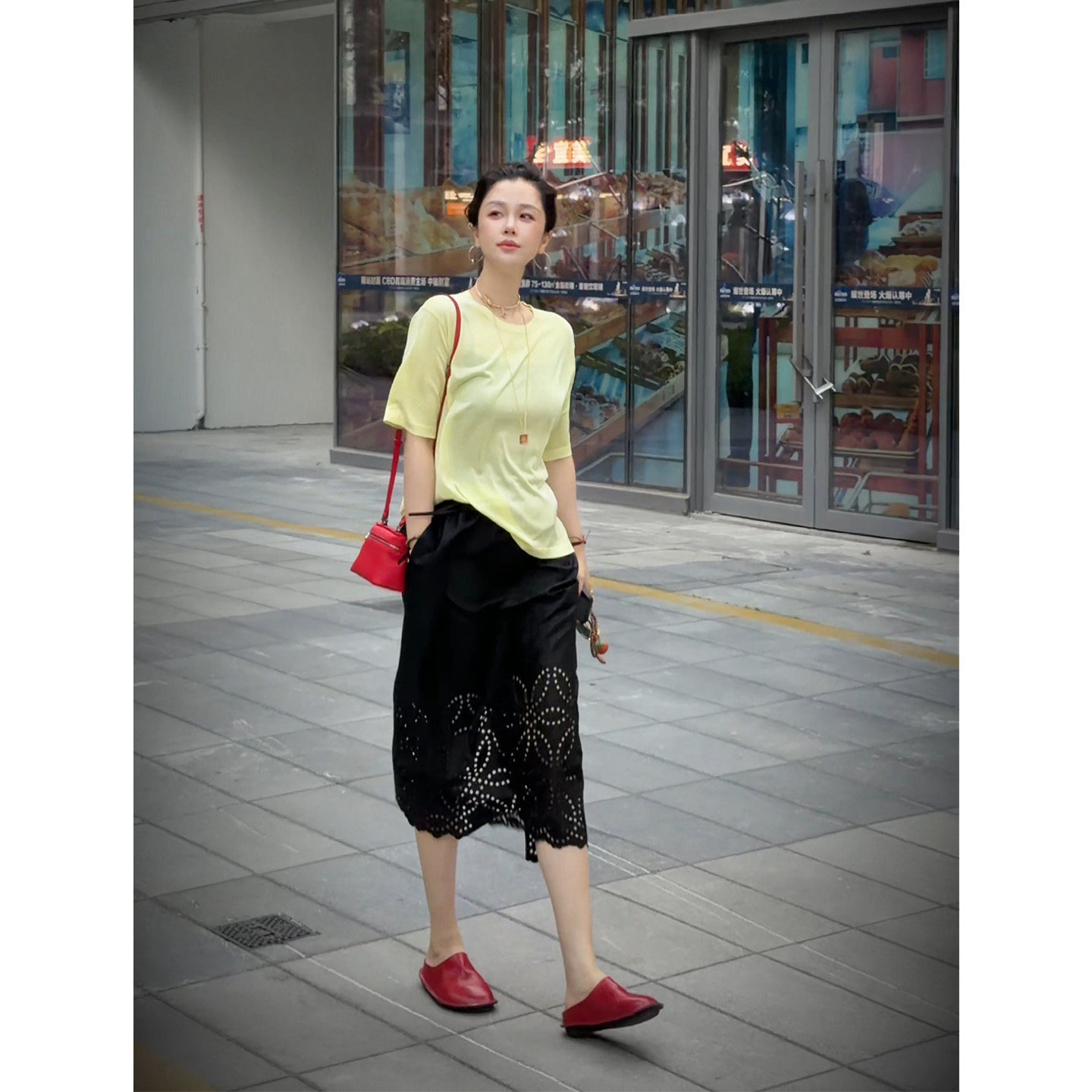 Y【叭哒不惑】  弥野 桑蚕丝香云纱龟纹镂空刺绣气质半身裙女显瘦