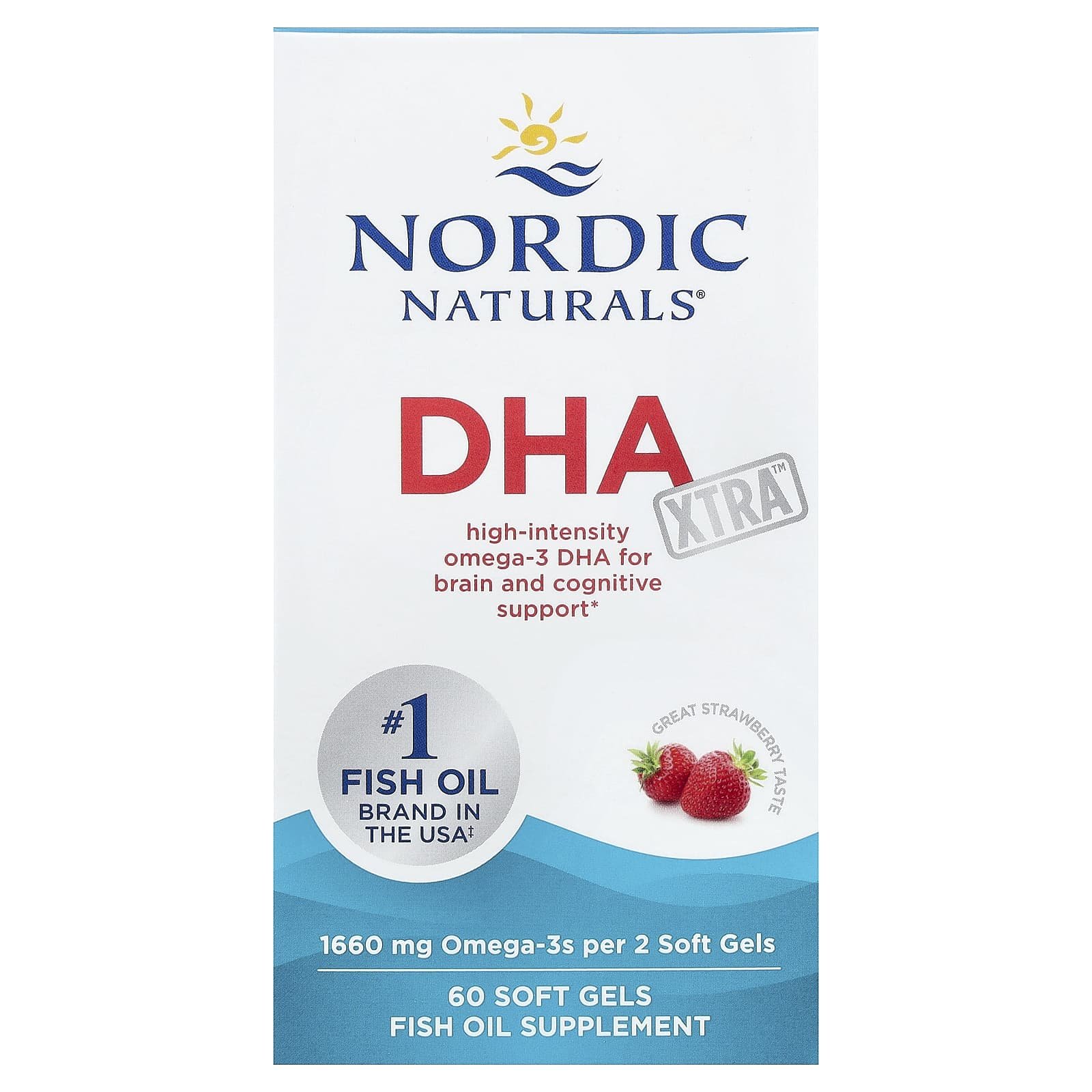 美国直邮NordicNaturals进DHA高浓缩软胶囊自然鱼油60粒