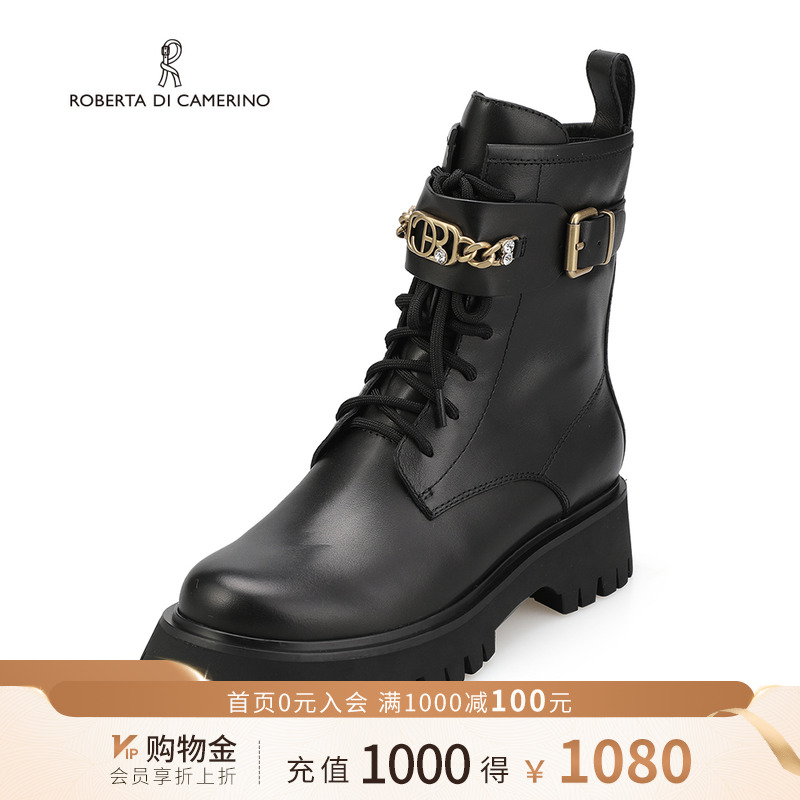 诺贝达新款纯色短靴牛皮材质