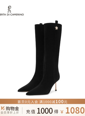 Roberta诺贝达冬新欧美风羊反绒高筒水钻细跟时装靴RA244309
