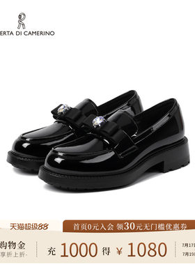 诺贝达秋季新品乐福鞋蝴蝶结水钻小皮鞋舒适一脚蹬女单鞋RS266102
