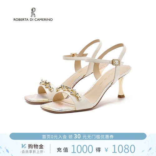 诺贝达2025夏季新款细跟女士时尚舒适方头露趾时装凉鞋RM258203