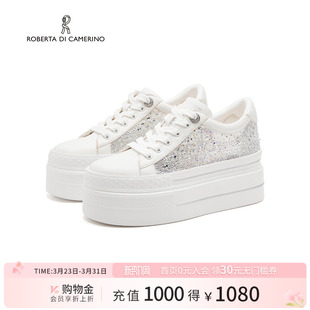 百搭厚底通勤小白鞋 水钻内增高女鞋 RCL245918 休闲鞋 诺贝达新款