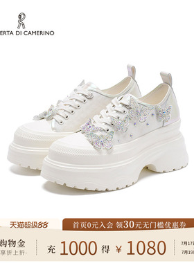 诺贝达新款运动休闲鞋蝴蝶水钻老爹鞋厚底内增高女鞋RCL255906