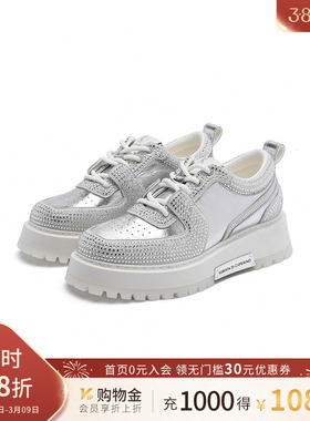 诺贝达女鞋秋款厚底休闲鞋拼接水钻板鞋时尚板鞋休闲鞋RWC230110